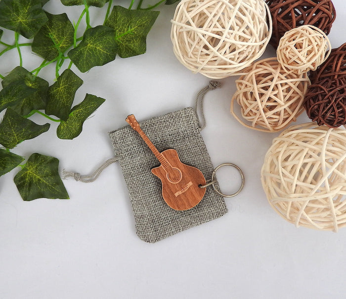 Wood Guitar Keychain