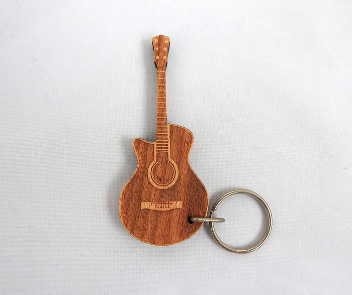 Wood Guitar Keychain