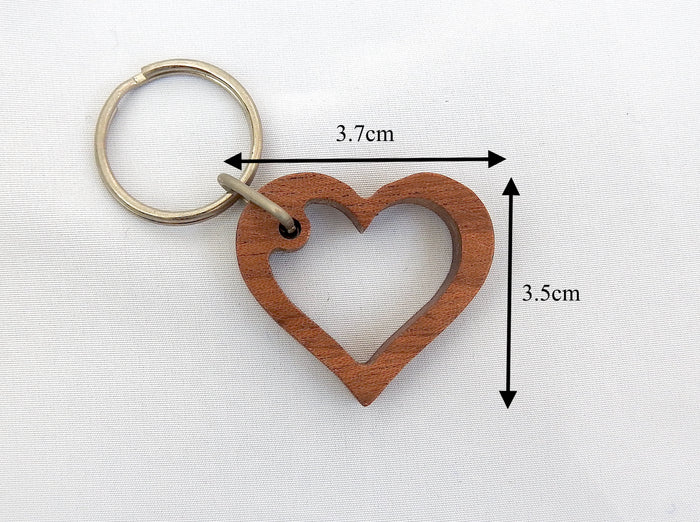 Wood Open Heart Keyring