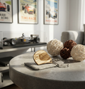 A solid hardwood racing helmet keychain personalised with a driver racing number. In a modern home with formula 1 racing decor