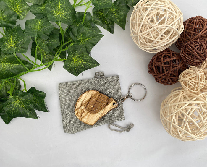 Wood Racing Helmet Keychain