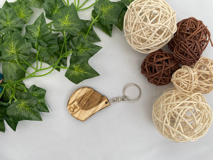 Wood Racing Helmet Keychain