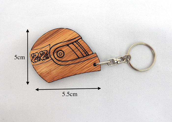 Wood Racing Helmet Keychain