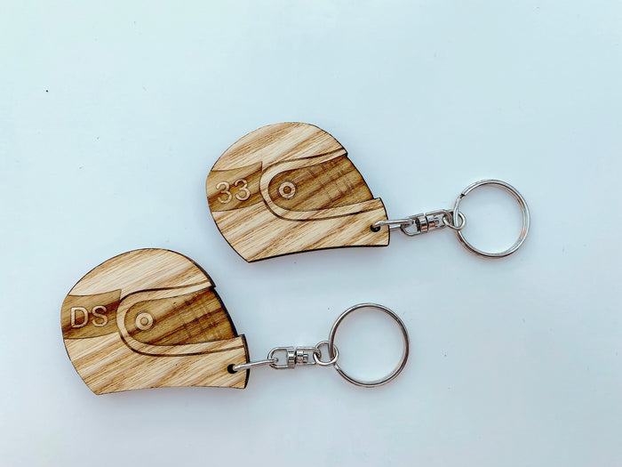 Wood Racing Helmet Keychain
