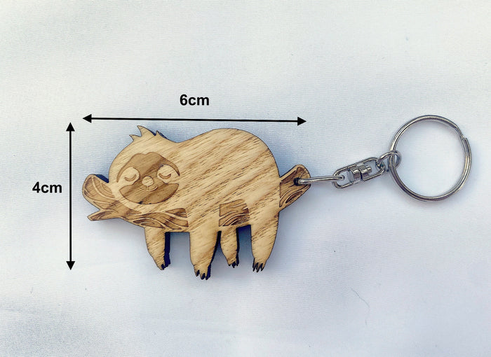 Wood Sloth Keychain
