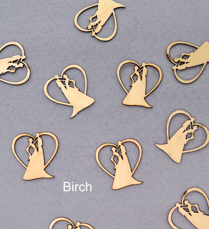 Wood Wedding Table Confetti - Horseshoe or Bride and Groom