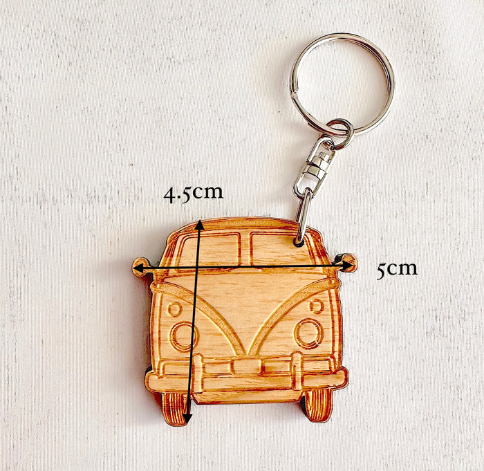 Wooden Camper Van Keychain