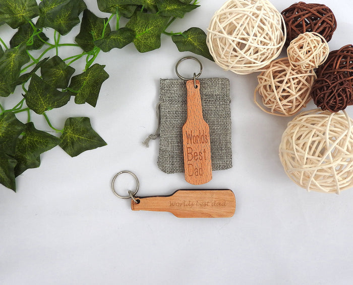 Worlds Best Dad Wood Keyring